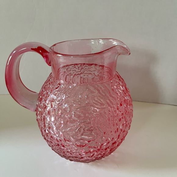 Pink Textured Glass Teleflora Pitcher Flower Vase Vintage 1980’s - Picture 4 of 10